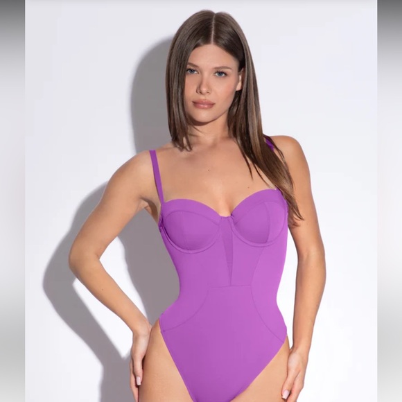 Ta3, Brazilian Bombshell Swim Suit in Lavender. Built in Shapeware, SNATCHED!! - Picture 1 of 7